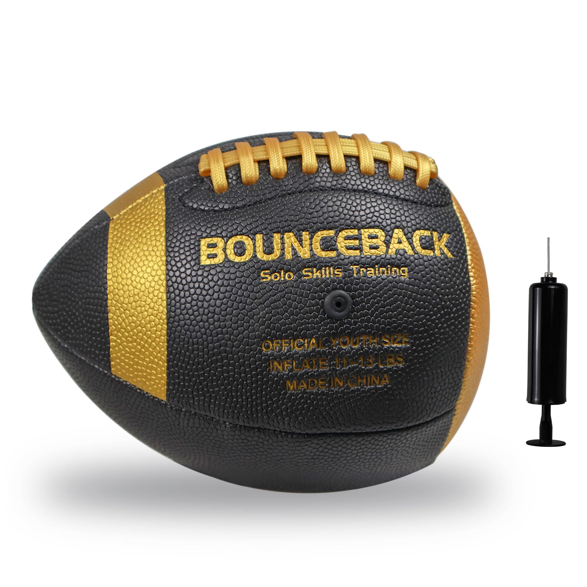 BOUNCEBACK Composite Football, Pass Catch Training Football, Youth Size 7(Ages 5-14)(Pump Included)