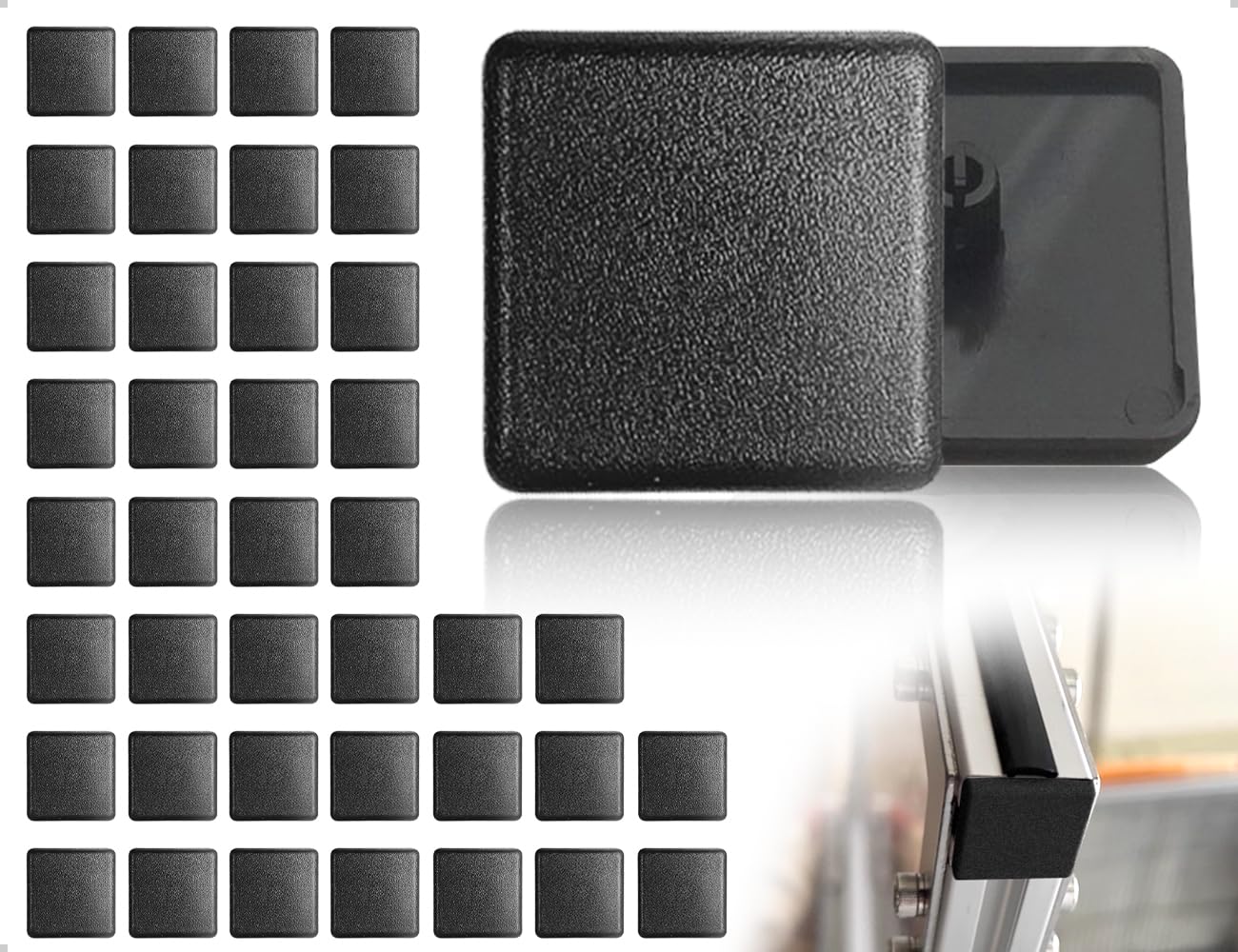 OHYANYAO 40 Stück Endkappen Aluprofil 20 x 20,Kunststoff Aluminium Profil Endkappe,Aluminium Vierkantrohr Schutzkappen,für Alu-Konstruktionsprofil(Schwarz)
