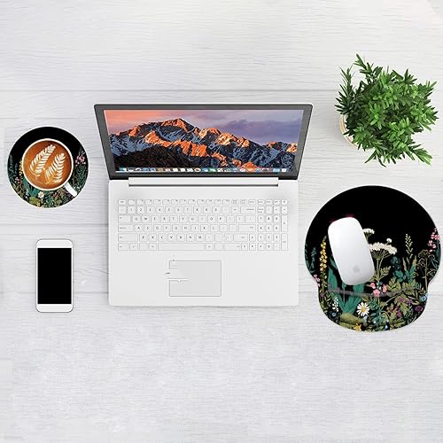 Miniatura 5 de Alfombrilla de mouse con soporte de muñeca, ergonómica, reposamuñecas de gel con posavasos antideslizante y alivio del dolor para computadora,