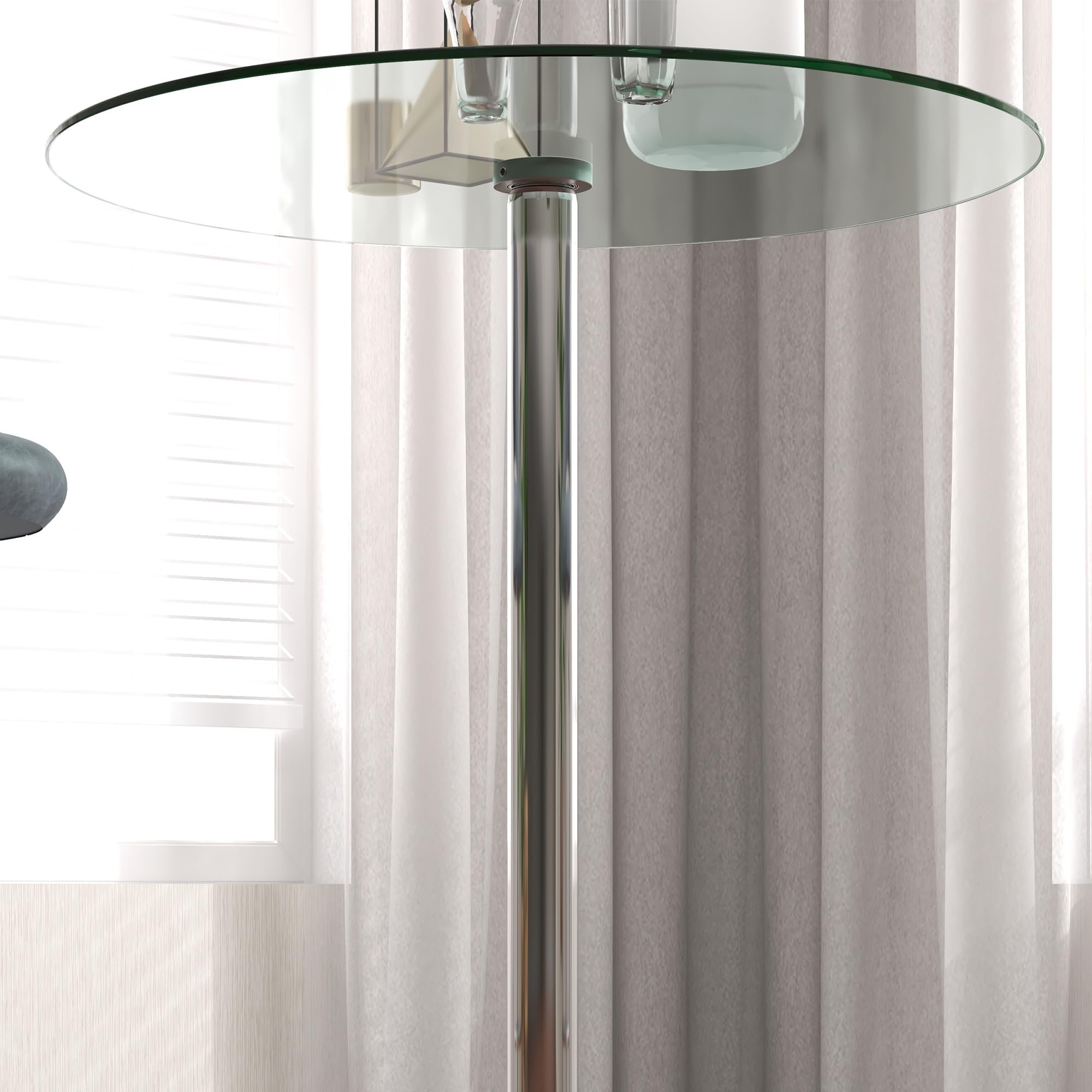 HOMCOM Tavolo da Bar Alto Moderno in Vetro, Tavolo Salvaspazio da Cucina Rotondo con Base in Acciaio per 2 Persone, Ø70x102cm, Trasparente