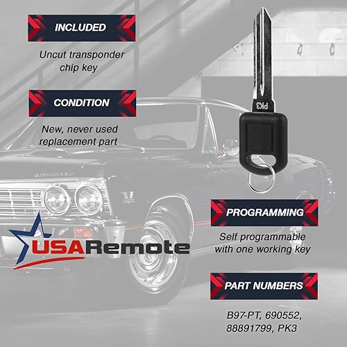 Miniatura 4 de Llave de encendido sin cortar transpondedor para PK3 BuickChevyOldsmoblePontiacSaturn