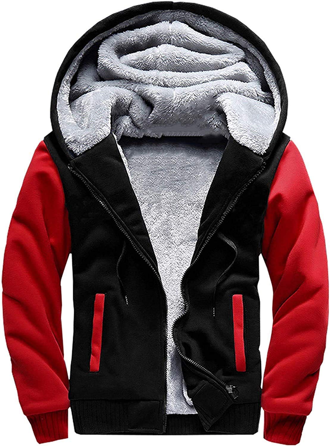 Men's Pullover Winter Workout Fleece Hoodie Jackets Full Zip Wool Warm Thick Coats