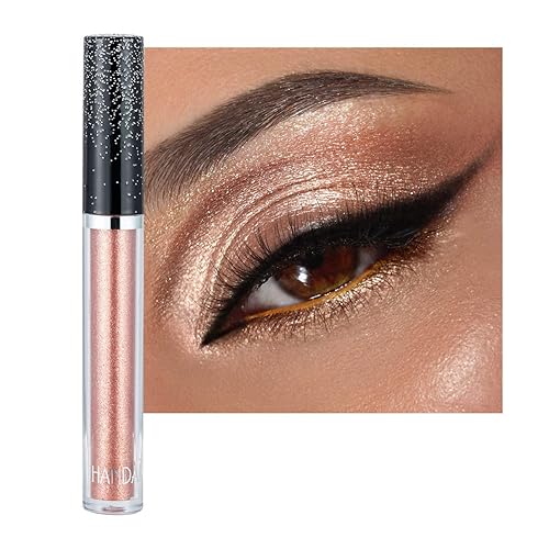 ONarisae Sombra de ojos con purpurina efecto de larga duración, pigmento brillante, sombra de ojos, maquillaje de ojos brillante (marrón claro)