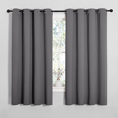 Miniatura 2 de NICETOWN Grey Blackout Curtain Panels for Bedroom, Thermal Insulated Grommet Top Blackout Draperies and Drapes for Basement