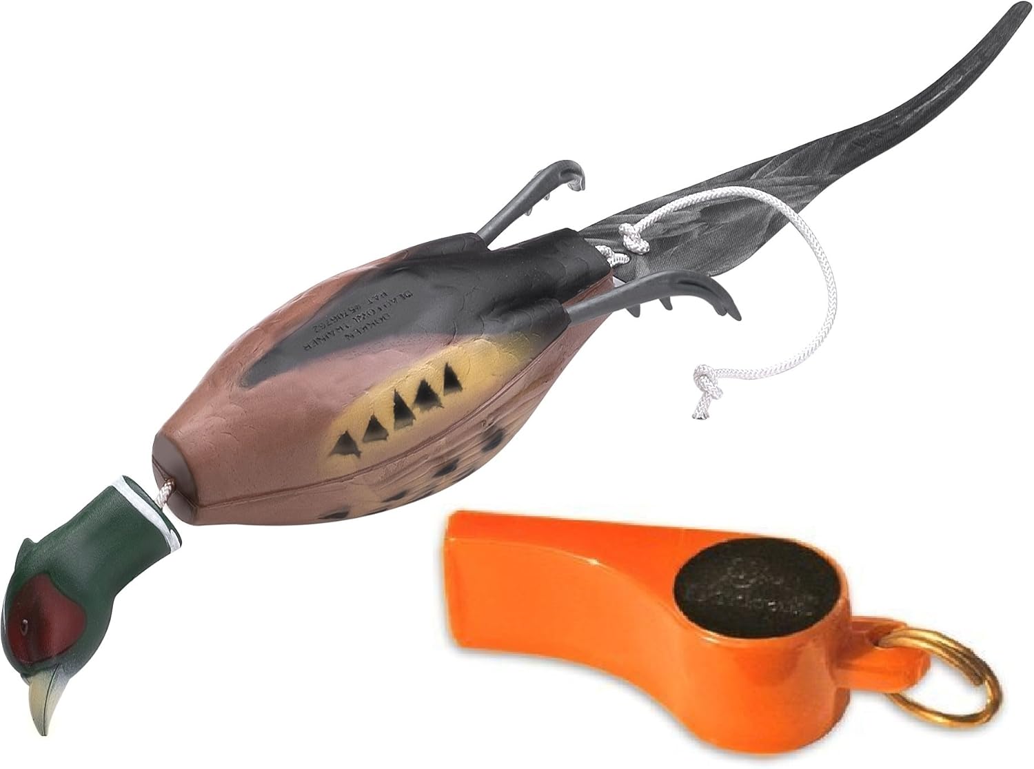 Dokken Pheasant Dog Training Dummy/Bumper and Pro Whistle for Shed Hunting Dogs (Orange) F-100/W100