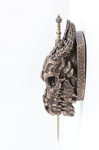Miniatura 4 de Veronese Design 6 14 Dragon Skull Trofeo Sword - Escultura de pared de resina con acabado de bronce