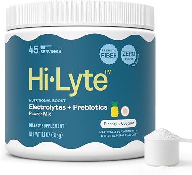 Hi-Lyte Gut Health Electrolyte Powder, Daily Hydration Supplement & Crave Killer, Pineapple Coconut, 45 Servings, Low Carb, Sugar-Free, Keto & Vegan | Plus Prebiotic Fiber for Digestive Wellness