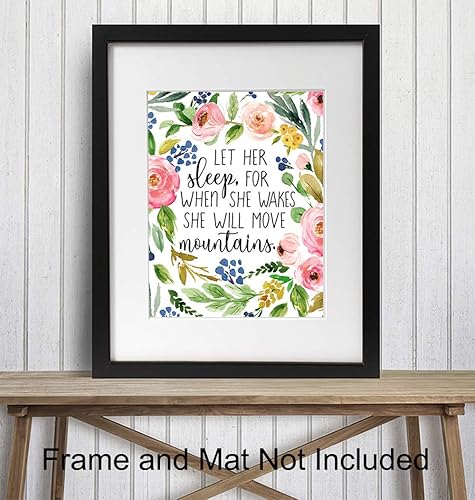 Miniatura 3 de She Will Move Mountains - Let Her Sleep For When She Wakes Wall Art - Christian Wall Art for Women, Girls Room Decor - Religious Gifts Decor - Bible