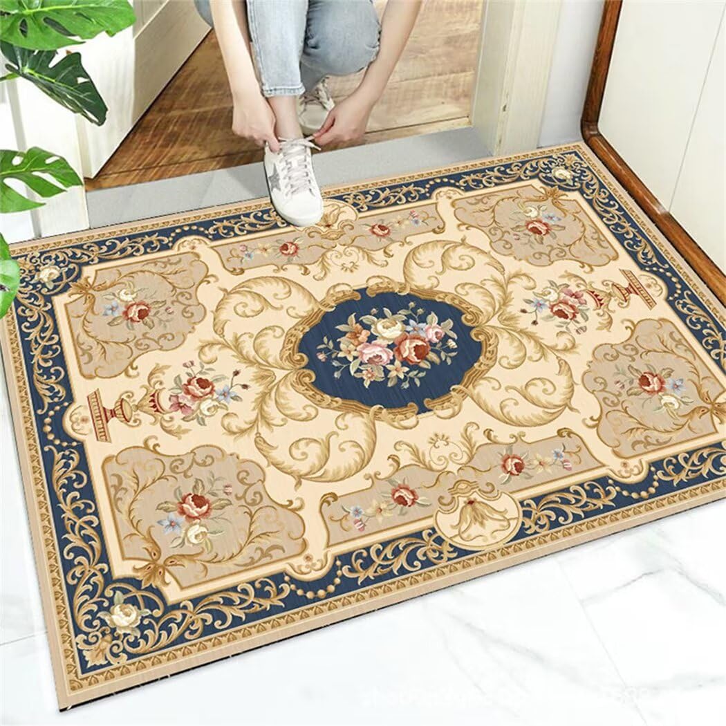 Tapis de salon moderne bleu 160x200cm pour chambre d'ado et couloir rétro