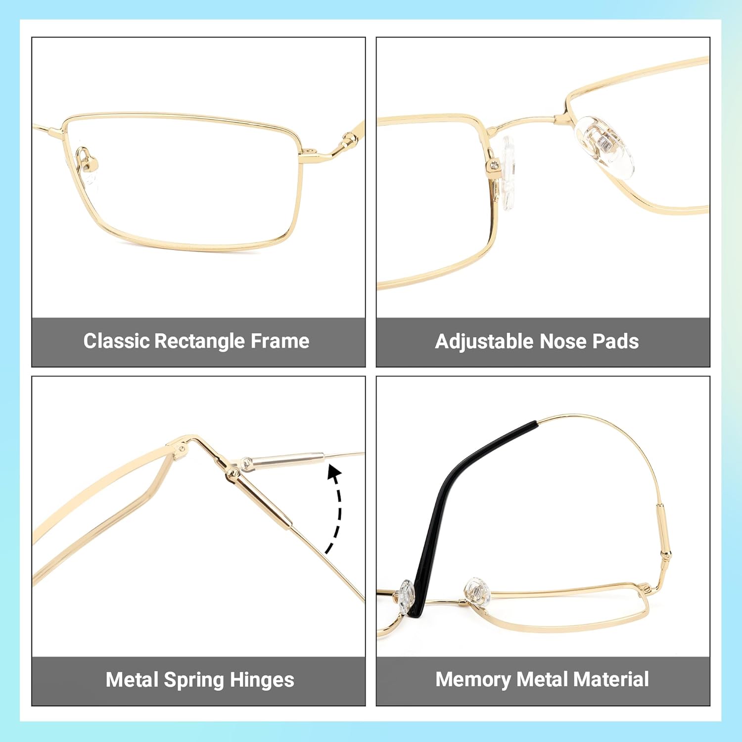 Zeelool Readers Rectangle Blue Light Blocking Reading Glasses for Men with Anti-Reflective Coating Lens ZJGM927133