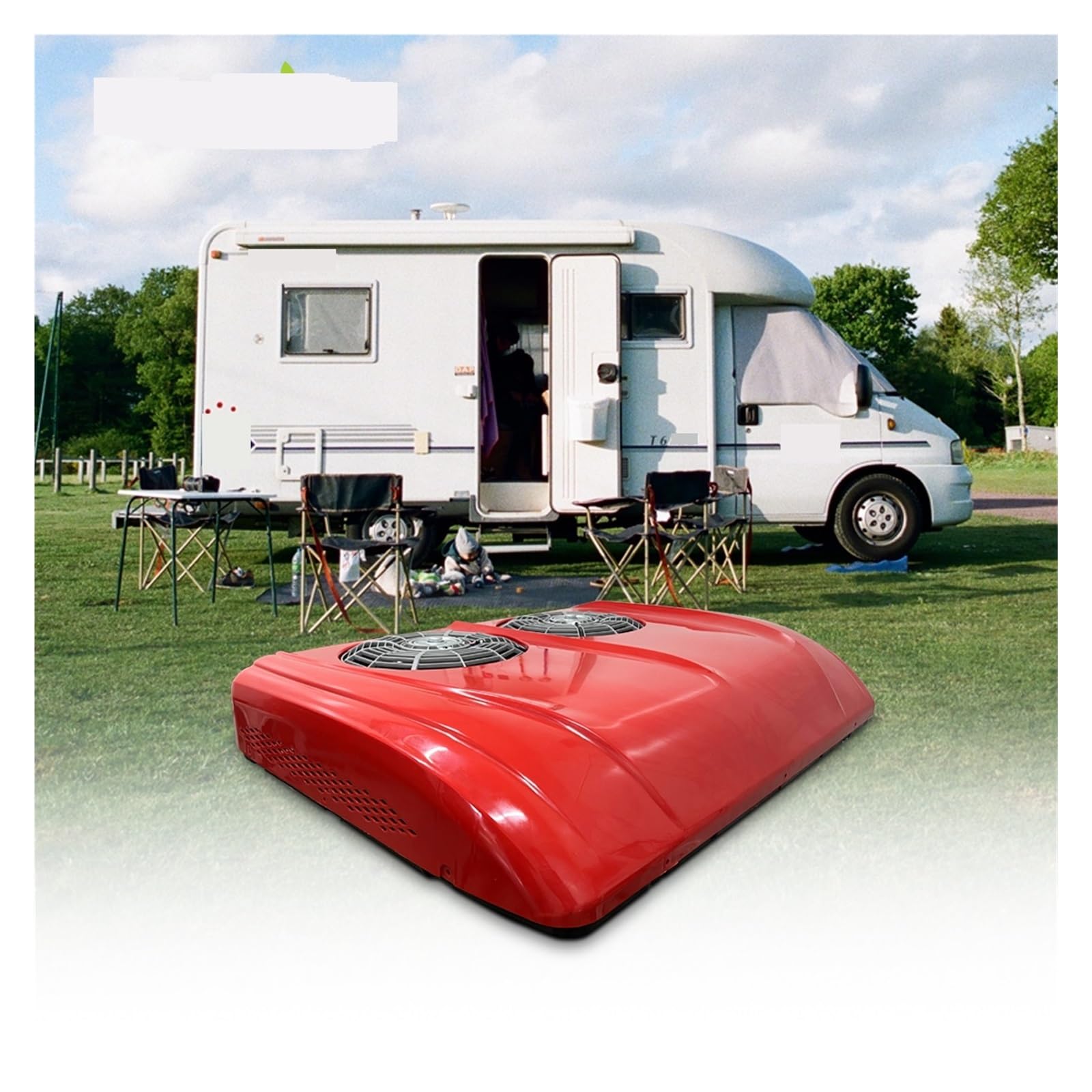 12000BTU Doppio Ventilatore Senza Spazzole Elettrico per Camper Condizionatore da Tetto per Auto 12V 24V per Camper Camion Camper Raffreddamento Rapido Funzionamento Fluido(Rosso 12V)