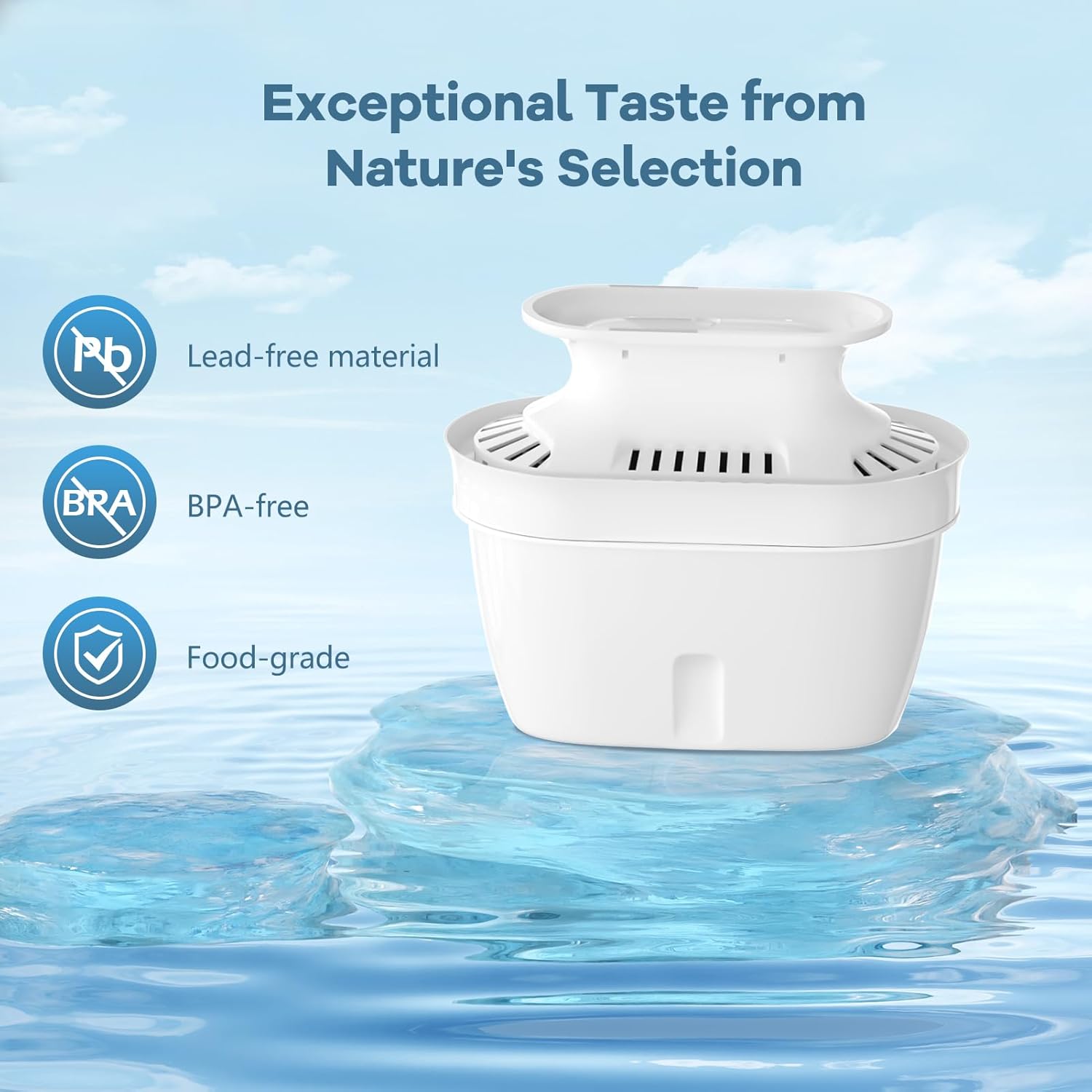 Water Pitcher & Dispenser Replacement Filter, Compatible with HEYAXA Water Pitcher, Removes Fluoride, Lead, Forever Chemicals, Heavy Metals, Chemicals, Industrial Pollutant (White, 2 Count)