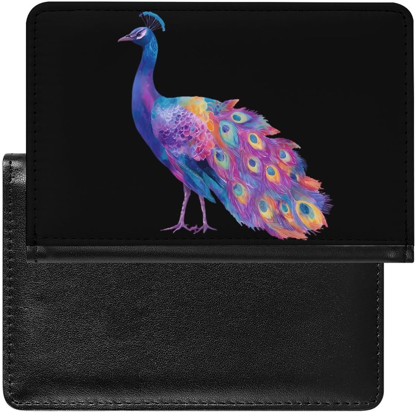 Colored Peacock Funny Passport Holder Slim Travel Wallet Passports Cover Card Case with Slot