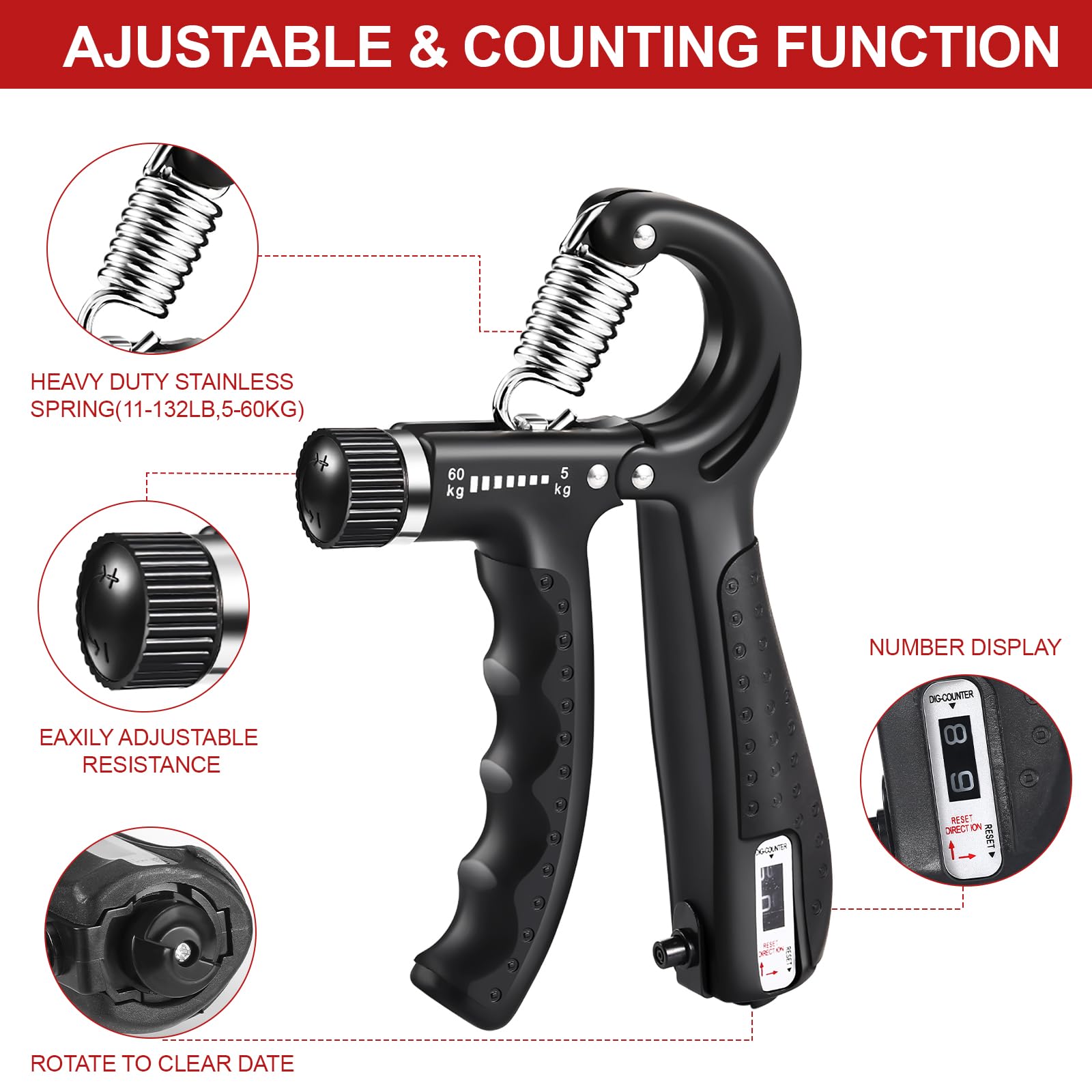 Amazon | 握力トレーニングキット (5パック) ハンドグリップ強化