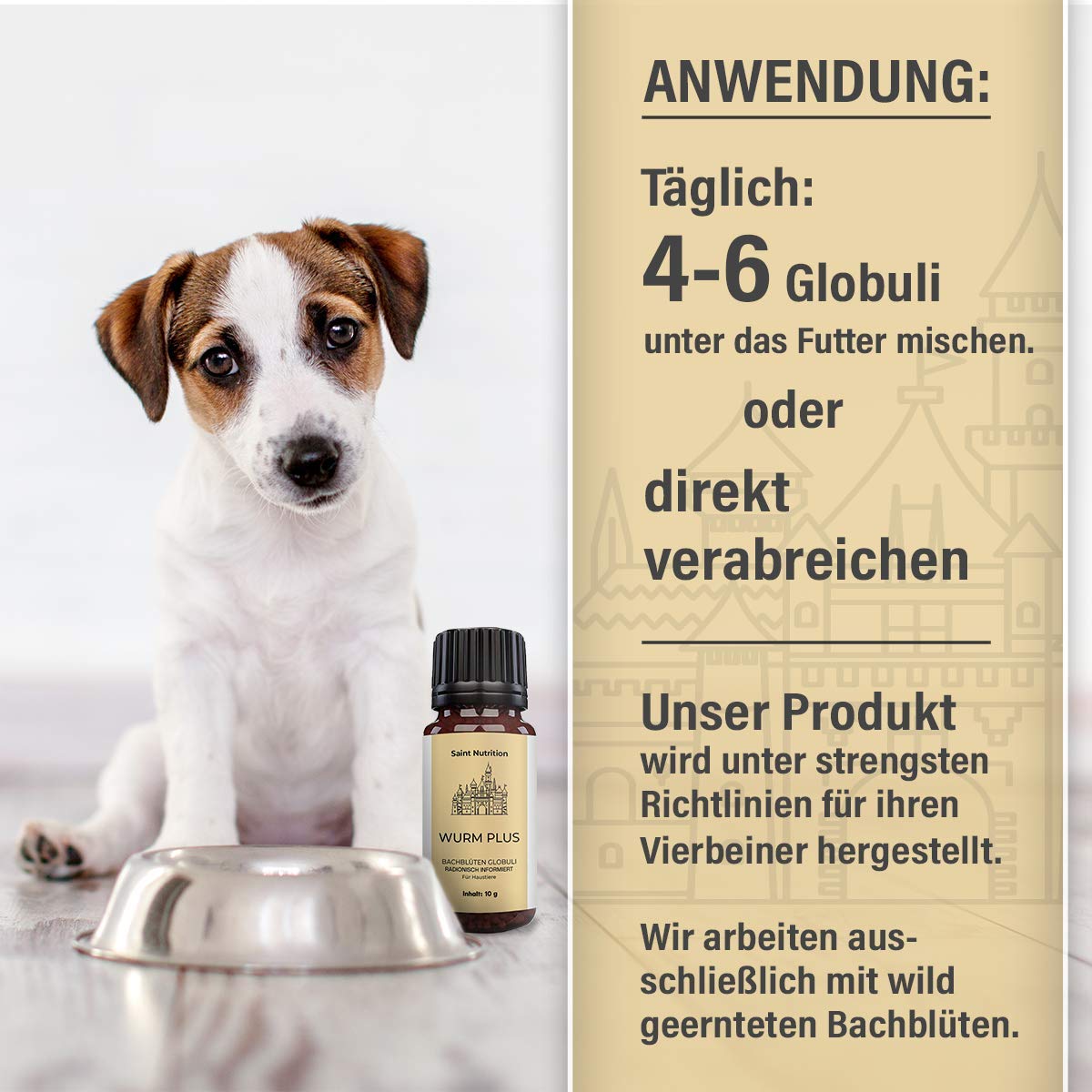 Saint Nutrition® Wurm Plus Globuli - für Tiere - DIE Wurmkur Alternative für Hunde + Katzen, natürliche Ernährung für Hund & Katz, 10 g Inhalt