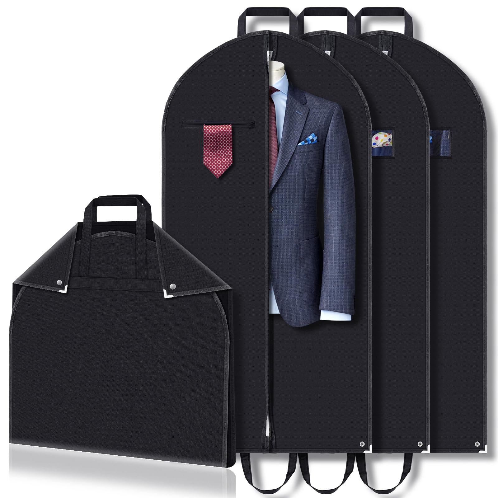 46 Inch Suit Bags For Men, 3 PCS Breathable Garment Bags With Handles