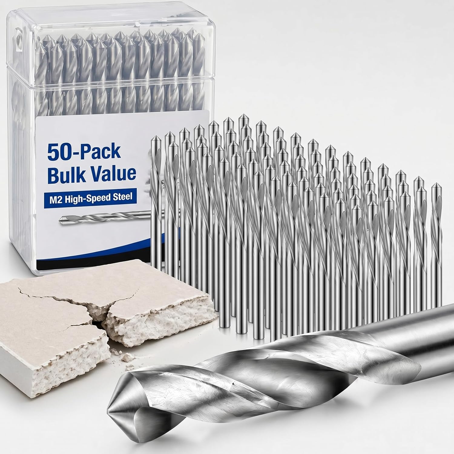 Tondiamo 100 Pcs Drywall Router Bits 1/8" Rotor Drywall Drill Bits High Speed Steel Spiral Guide Point Cutting Diameter Router Rotary Tool