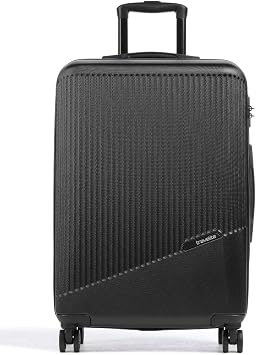 travelite 4-Wheel Suitcase Set 3 Pieces, Black, Trolley Size 67 cm, Hard shell trolley with 4 wheels