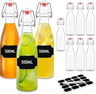 10 Stück Glasflaschen 500ml mit Bügelverschluss, Bügelflaschen Zum Befüllen, Kleine Flaschen Zum Befüllen, Glasflaschen für Öl, Essig, Saft, Limonade, Eierlikör, Sirup
