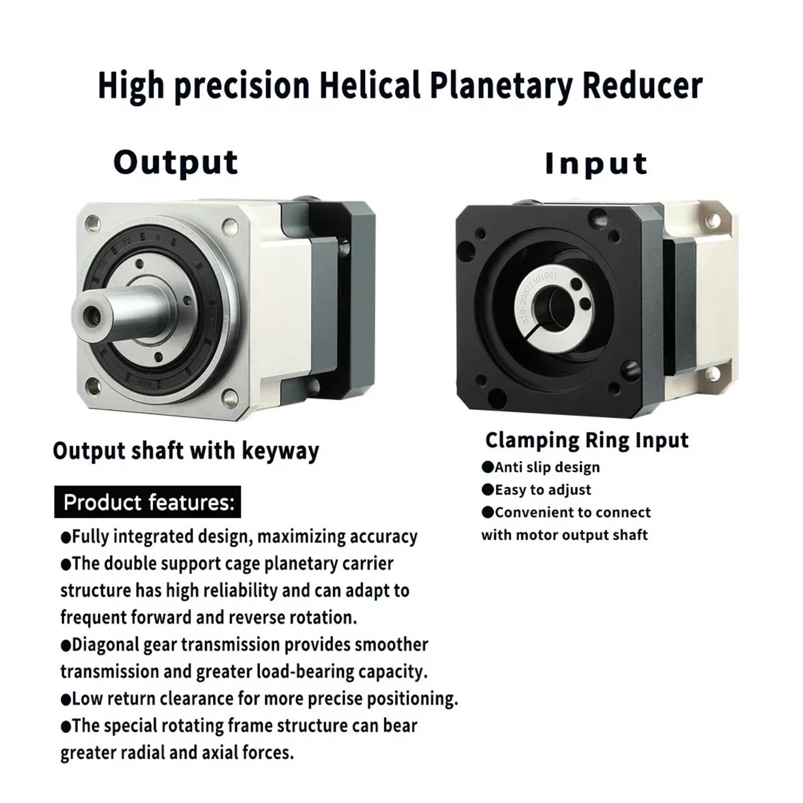 Planetary Reducer Helical Gear Nema23 Planetary Gearbox Ratio 3:1~100:1 6.35/8/11/14mm Input for 57mm Stepper Motor 60mm 400W Servo Motor Reducer(PLG060-14mm Input,50 to 1)