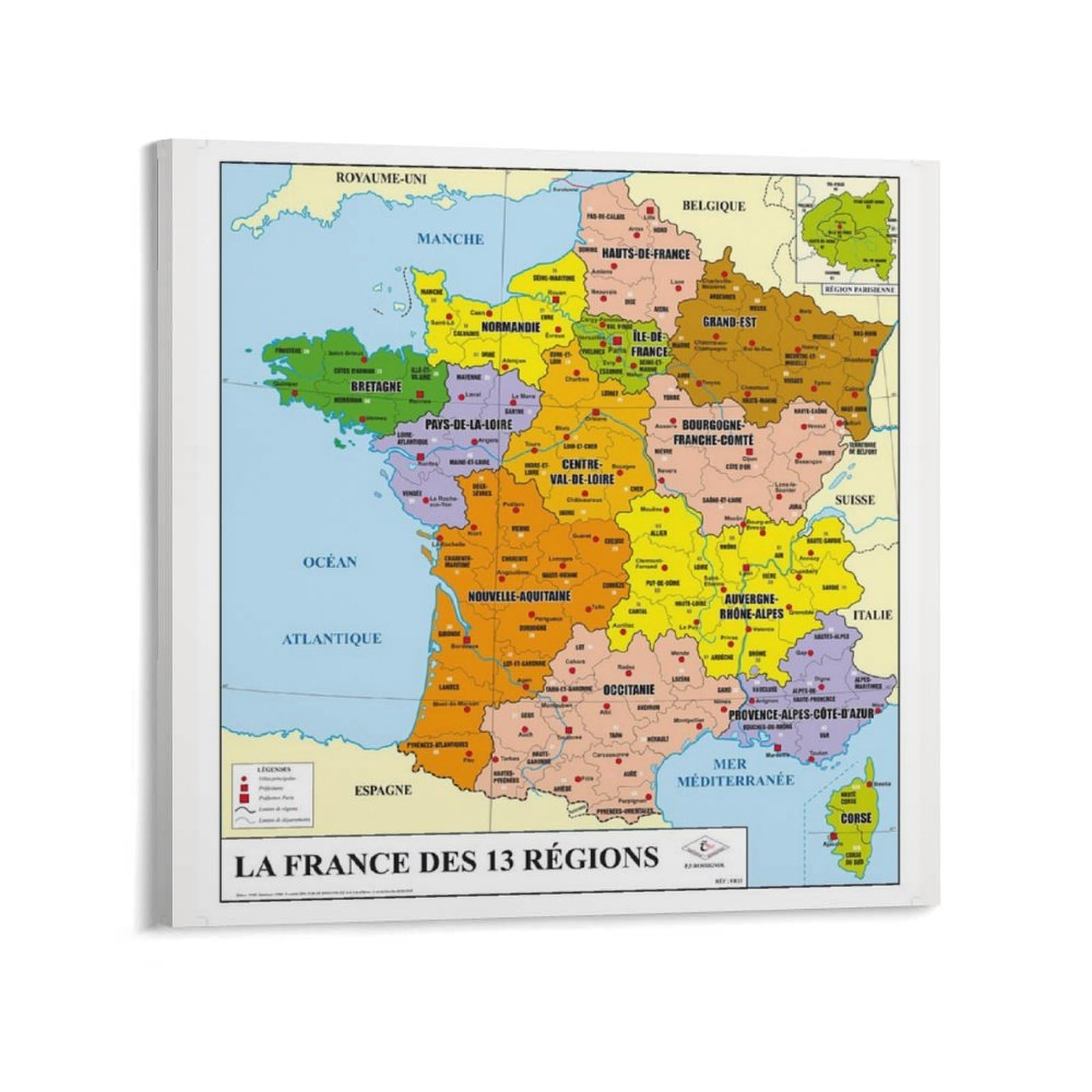 Amazon.co.jp: フランス地図ポスターフランス語旅行市地図