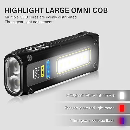 Miniatura 7 de PINSAI Paquete de 2 luces LED portátiles recargables de trabajo, mini linternas magnéticas para mecánicos con luz lateral COB, pequeña multiuso,