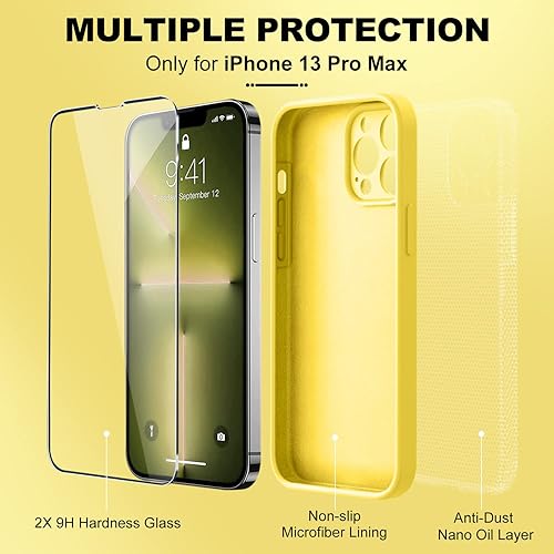 Miniatura 190 de BossKiss Funda compatible con iPhone 14 Pro, silicona mejorada [protección de cámara] [2 protectores de pantalla 9H], forro interior de microfibra