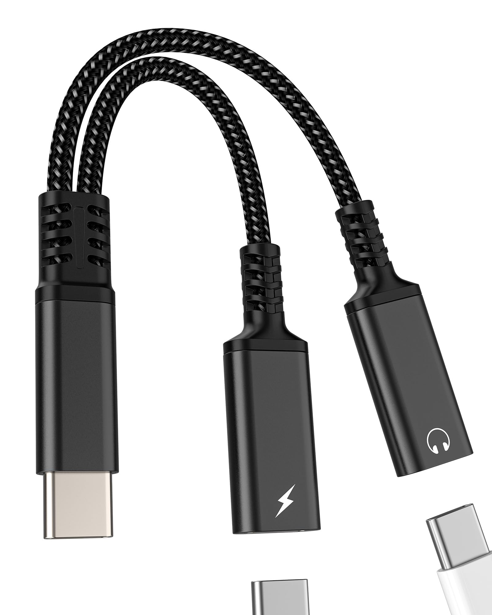 デュアルUSB Cイヤホンジャック＆充電アダプター（2in1）Type-Cオーディオケーブル 対応iPhone 16 15 Apple用 イヤホンアダプター 対応Samsung S25対応iPad ヘッドホン変換器