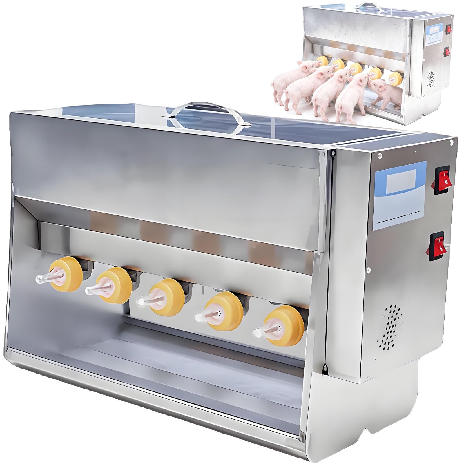 WDDBFL Multifunctional Automatic Piglet Milk Feeder, 10/14 Silicone Nipples, Constant Temperature Control with Simulated Sound, for Piglets and Lambs 10Nipples