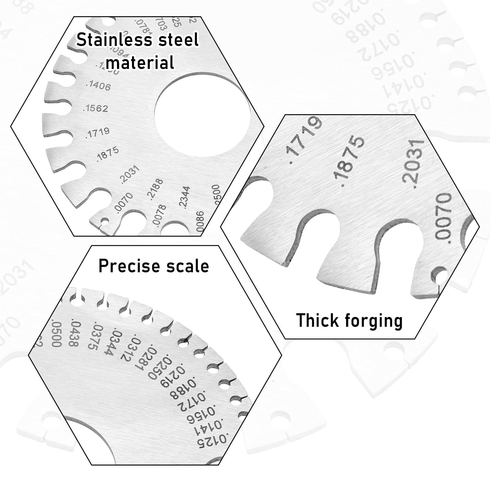 2 Pcs Wire Gauge Measuring Tool Wire Size Chart Stainless Steel Thickness Gauges Metal Sheets Standard Dual Sided Round Wire Sheet Gage Welding Material Cable Measurement Gauges for Wire Welding - Image 3