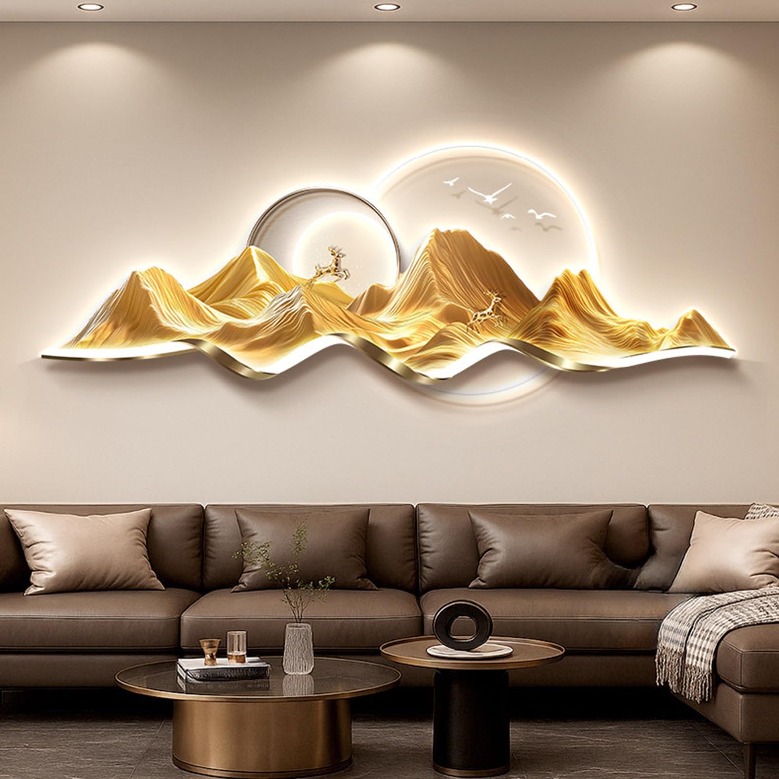 Tableau LED decoration murale montagne 150cm pour salon