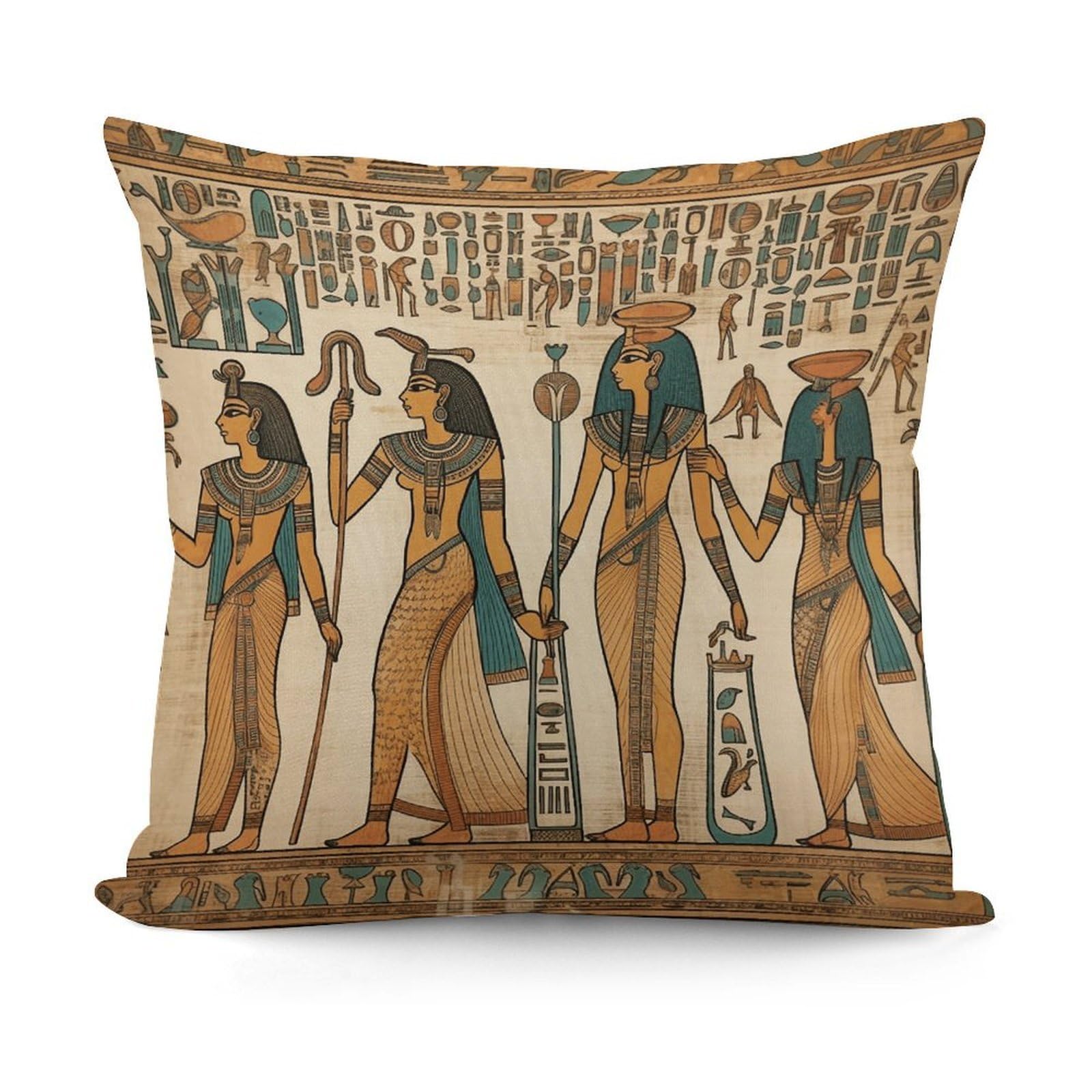 VstaDank Decorative Women in Ancient Egypt Throw Pillow Covers Luxury Soft Pillowcases Fluffy Plush Accent Pillow Cases Personalized Square Lumbar Pillows Shells for All Seasons 18" X 18"