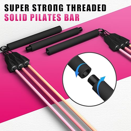 Miniatura 5 de VEICK Pilates Bar Kit with Resistance Bands, Elastic Workout Bands for Men Women, Set of 5 Resistance Loop Bands for Home Fitness Stretching