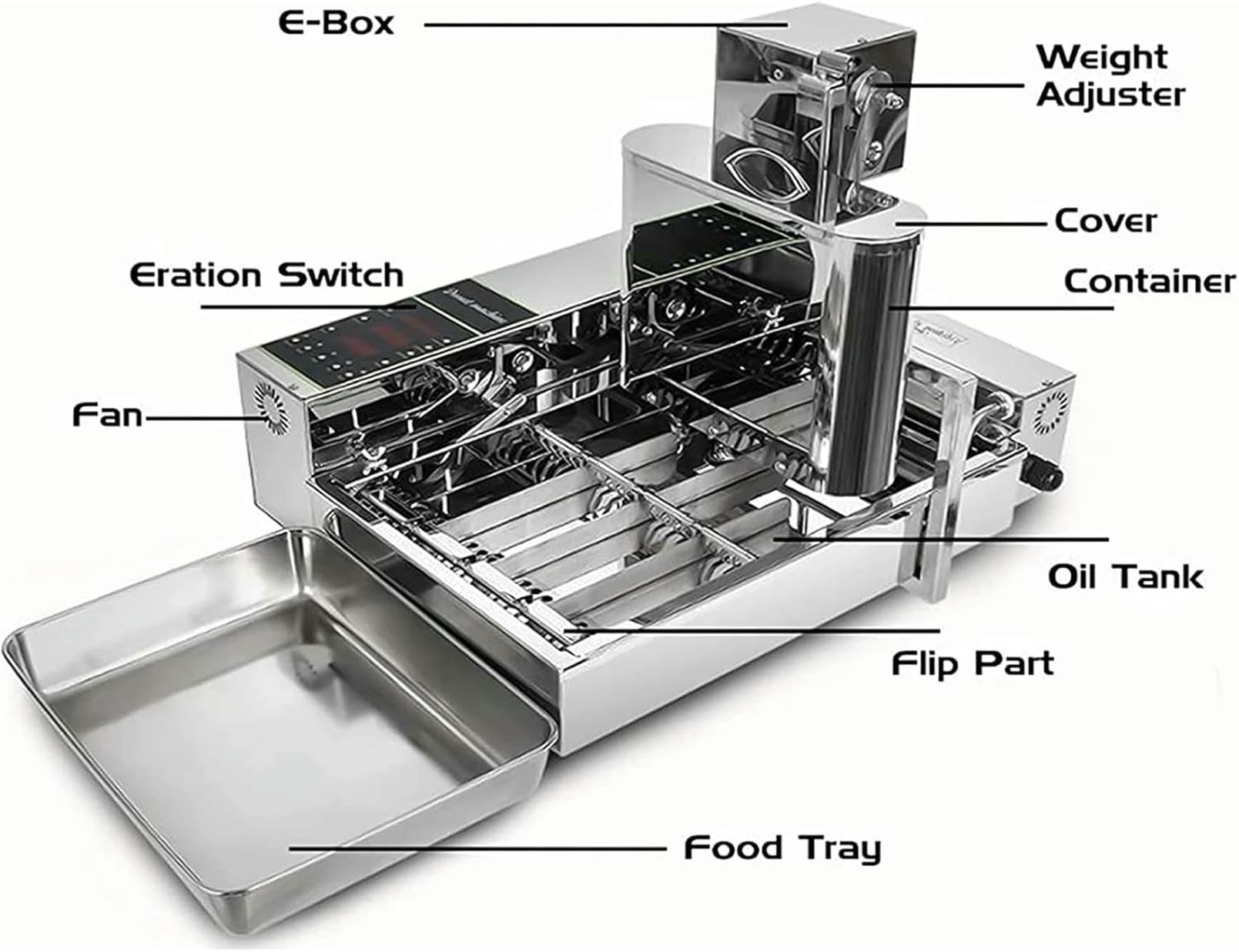 Machine À Beignets Automatique, Contrôle Numérique De La Température, Trémie De 5,5 L, 4 Beignets par Lot, Utilisation Facile À Domicile