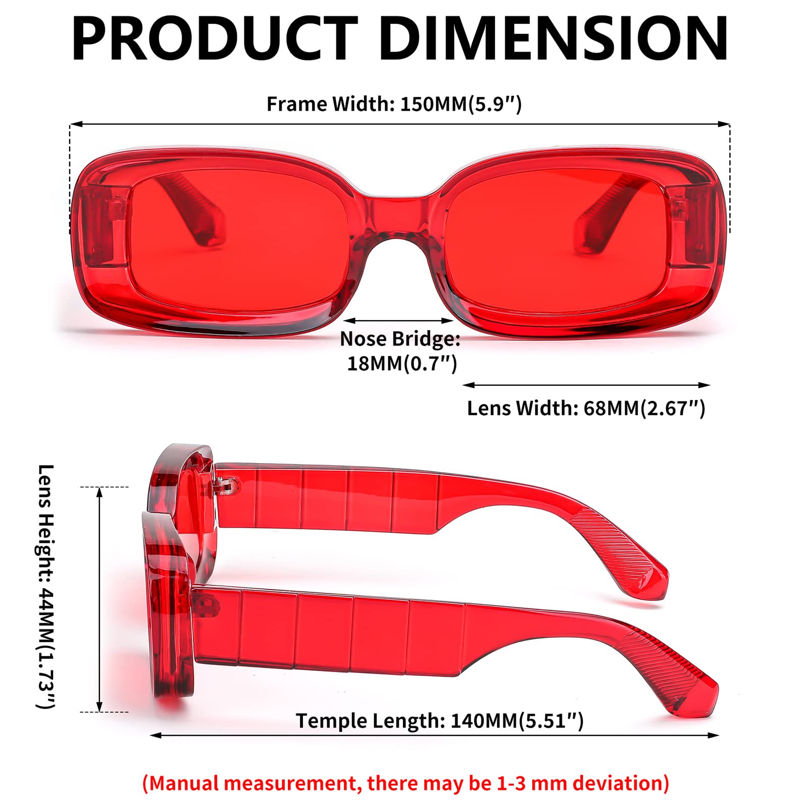 FEISEDY Retro Thick Rectangle Sunglasses Retro 90s Small Chunky Square Women Men B2307