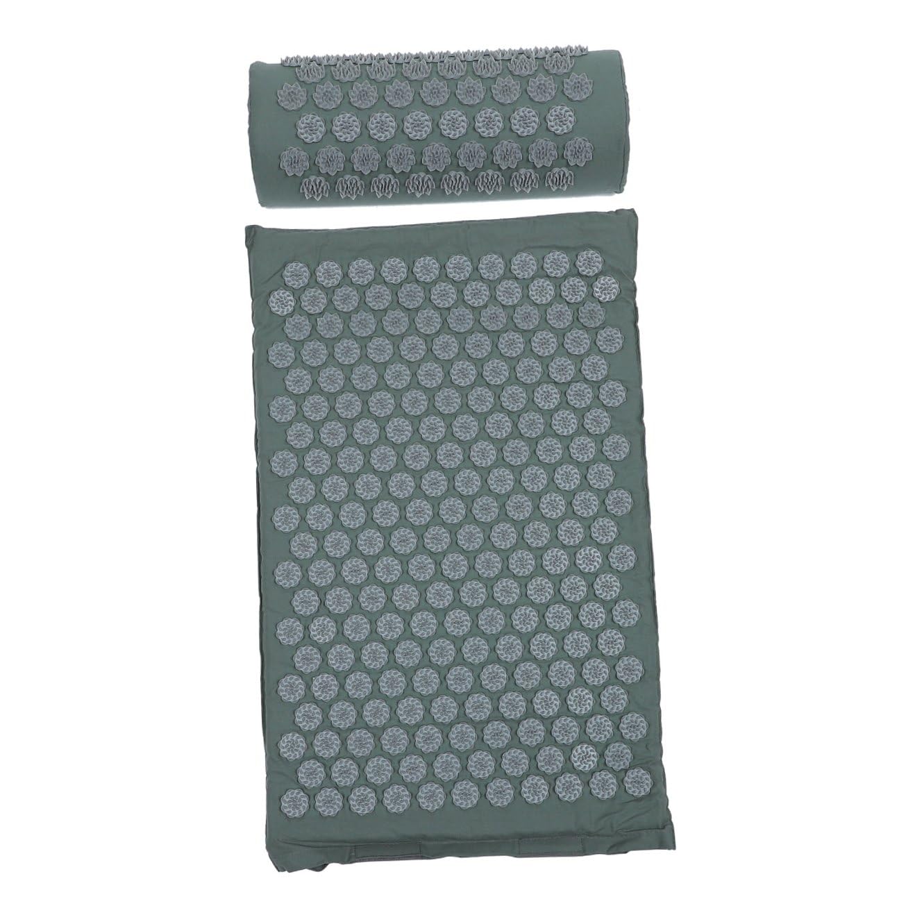 VICASKY Ensemble de Massage 2 Pièces Tapis d'Acupression Gris avec Coussin Pointes Acupression Tapis Antidérapant pour Relaxation et Bien-être Musculaire