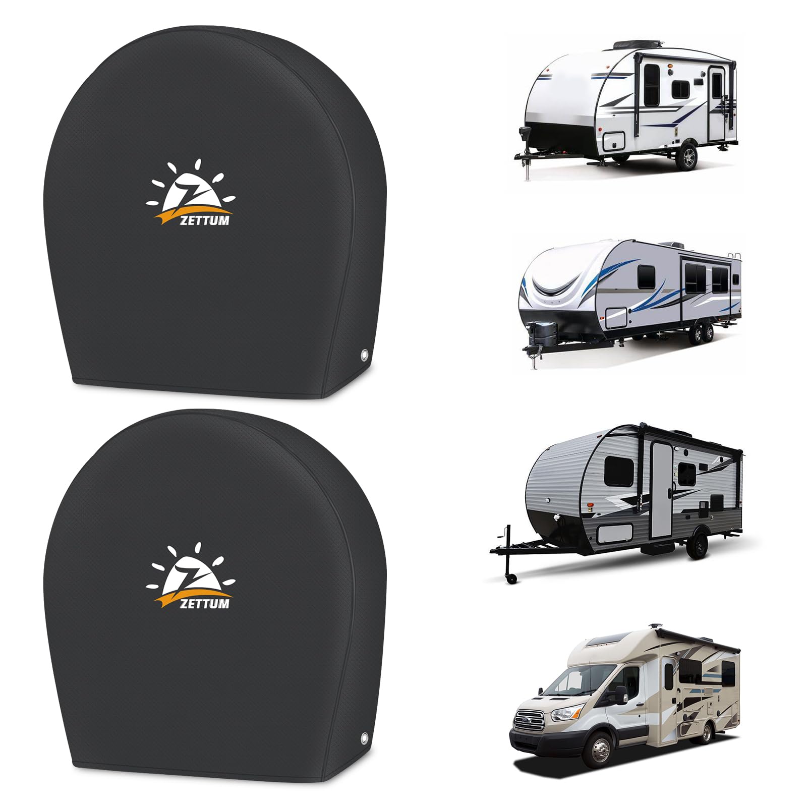 Zettum 2 Stück Reifenabdeckung für Gesamtrad Durchmesser 30-32 Zoll(76-81 cm), Radabdeckung 600D Oxford PU Beschichtung Heavy Duty & Wasserdicht Ersatzradabdeckungen für Fahrzeug, SUV, Van, MPV