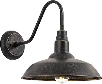 14in Outdoor Gooseneck Barn Light for Farmhouse, Bronze Exterior Wall Light Fixture for Porch, Large Outside Farmhouse Wall Sconce for Garage Patio Doorway House