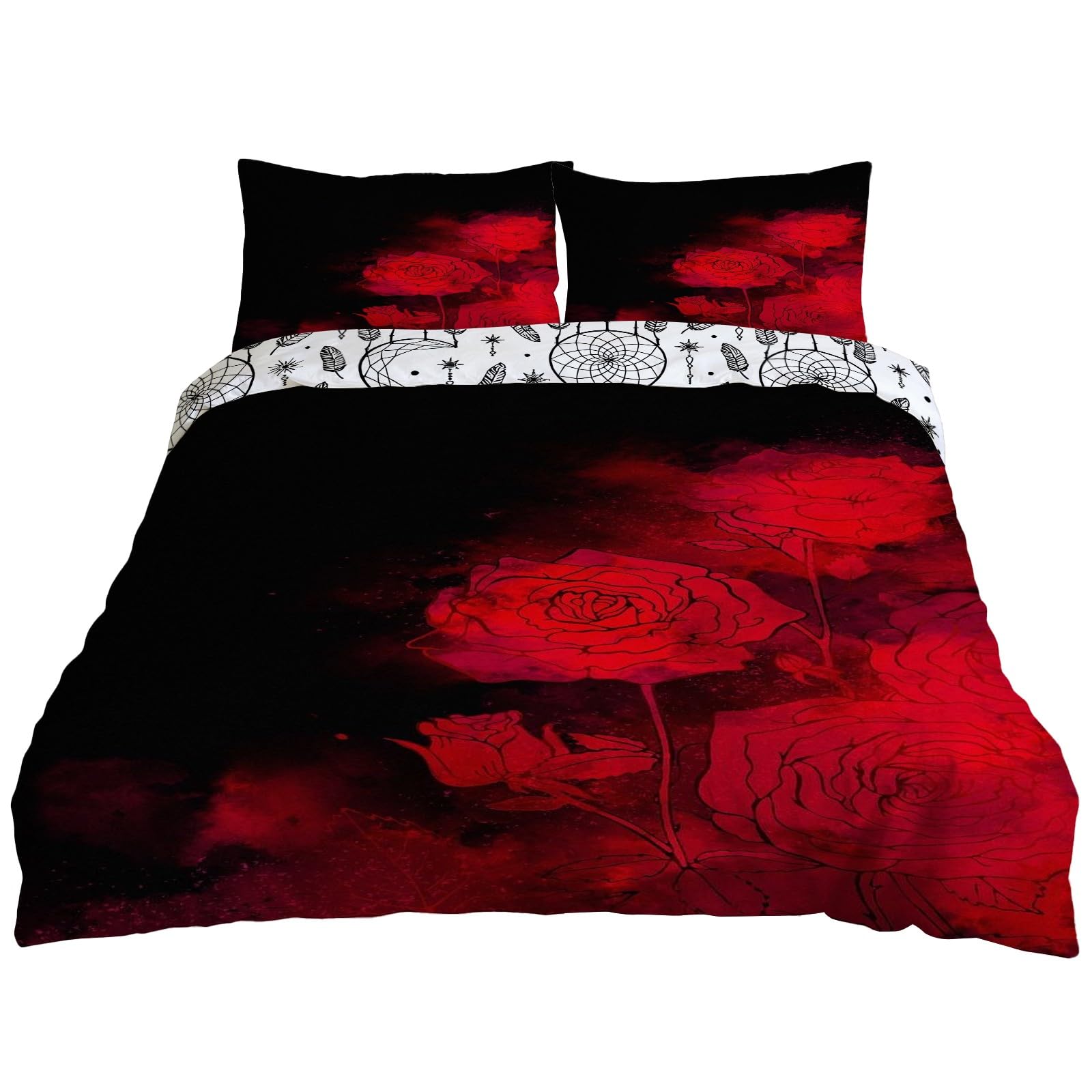 Parure housse de couette 240x220 réversible 2 faces motif attrape-rêves en microfibre
