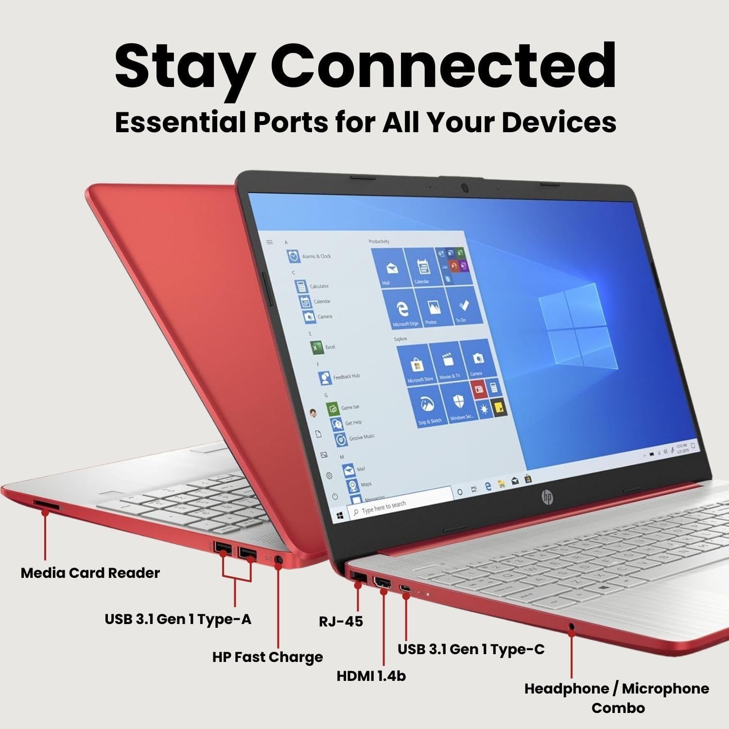 HP 15.6" Laptop for Work & Study | Intel Pentium Processor | 8GB DDR4 RAM | 256GB PCIe SSD | Win 11 | Full-Size Keyboard with Numeric Keypad | WiFi & Bluetooth | RJ-45 | HDMI | Media Card Reader