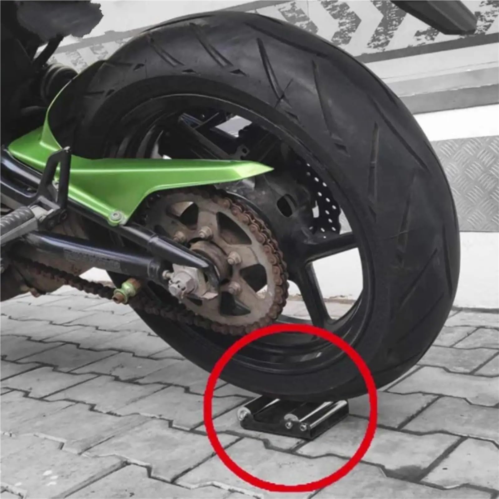 podpórka motocyklowa Zaciski do opon motocyklowych z łańcuchem i rolkami, pasujące do modeli K&TM i Kawasaki, B202207141346. Narzędzie do zaciskania opon motocyklowych.