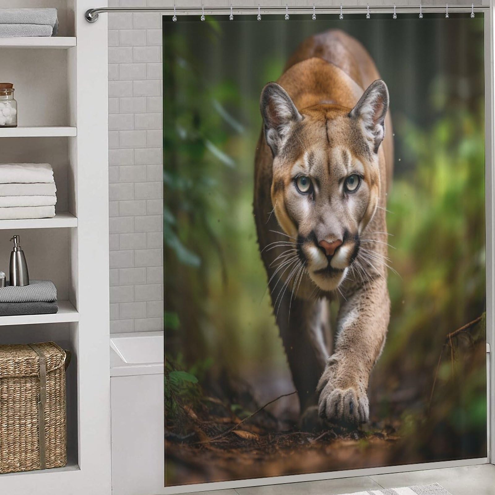 Rideau de douche Puma en tissu polyester haut de gamme lavable aux finitions soignées