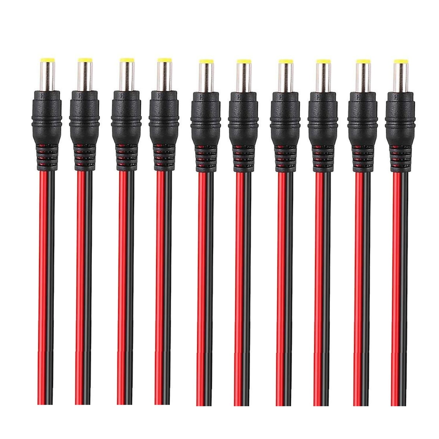 gajrup dc power cable 12v 5a male dc power plug adapter connector copper wire red - pair of-10