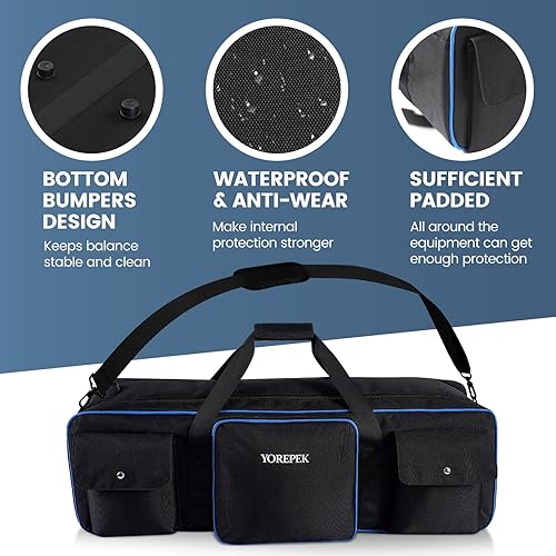 Miniatura 5 de YOREPEK Bolsa de transporte para trípode, bolsa de soporte ligero con 2 almohadillas protectoras, funda grande de 30.5 pulgadas para trípodes,