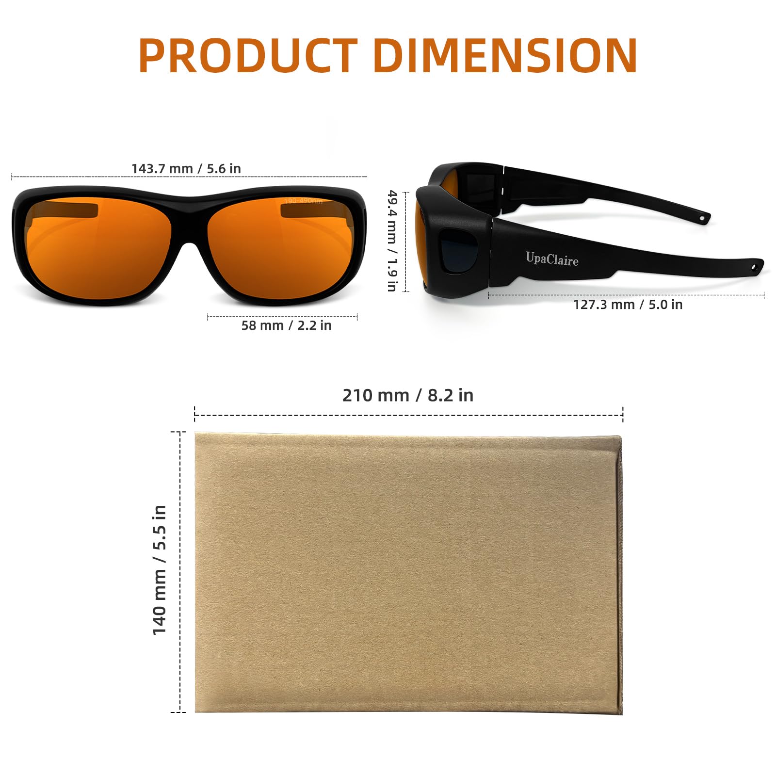 UpaClaire IPL Laser Safety Glasses 190nm-490nm Protective Goggles Anti-Fog UV400 Protection OD5+ For Ipl Pulsed Light Hair Removal Beauty Therapy 5Pcs