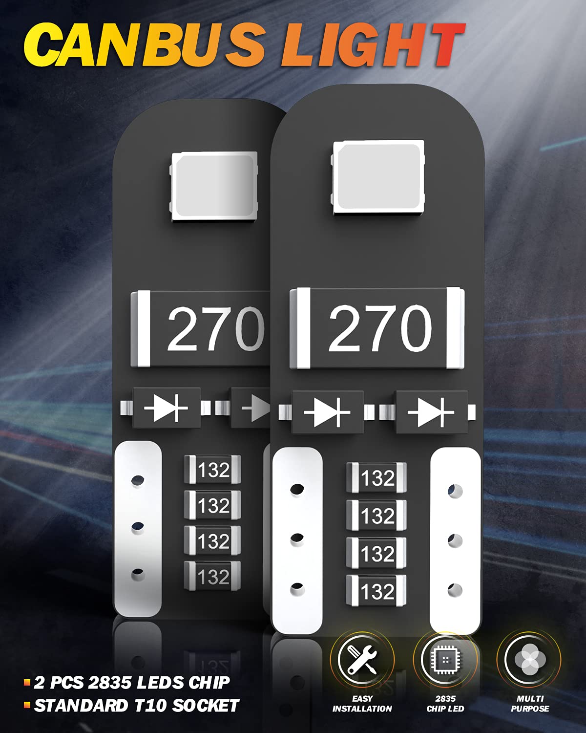 Ampoules LED T10 Canbus 34 SMD 4014 – Sans Erreur, 600% Plus Lumineuses, Pour Feux Intérieurs Voiture, 2 Pièces - 4