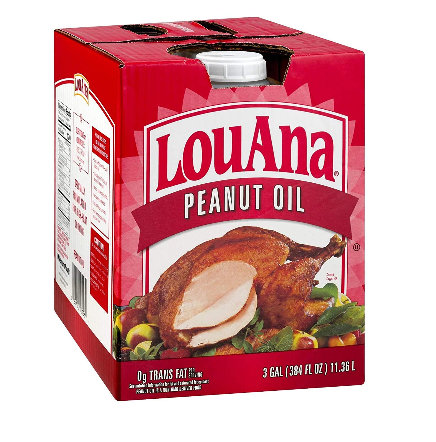 LouAna Peanut Oil 3 Gallon Jug - Pure High Smoke Point Oil for Frying, Deep Frying & Cooking
