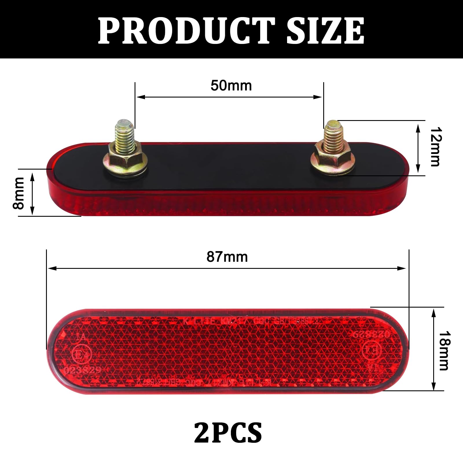 2 PCS Catadioptrico Moto,Reflector para Matrícula Motocicleta Excelente Visibilidad Seguridad,Reflector Trasero Motocicleta Ideal para Motos,Bicicletas Patinetes Multifuncionales,con Tornillos M5