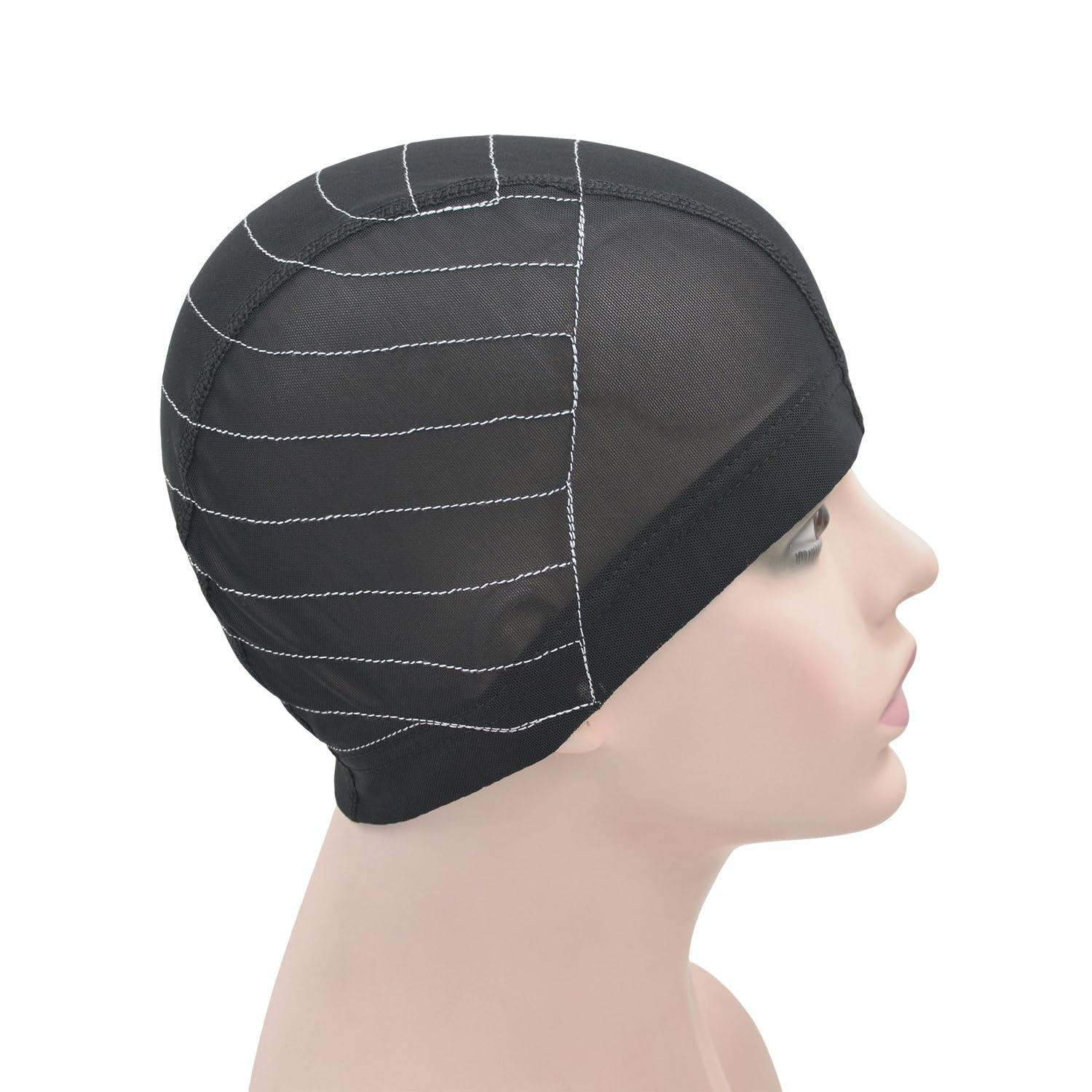 Cappello in filo bianco Elasticità Mesh Cappello Perrucca Cappello per principianti Tessutura per capelli Rete Nero(13x4 M)