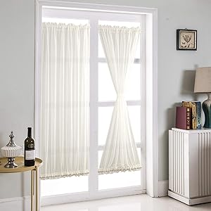 Cortinas para Puerta Francesas Blancas, Francés Ventana de Cribado Panel de Cortina de Puerta Francesa para Sala de Estar Cocina Dormitorio Comedor Sala,1 Panel (137 * 183cm)